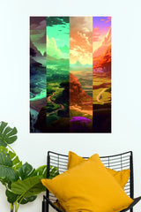 Four Seasons Colorful Landscape Poster | Fantasy Nature Wall Art (Art Posters)