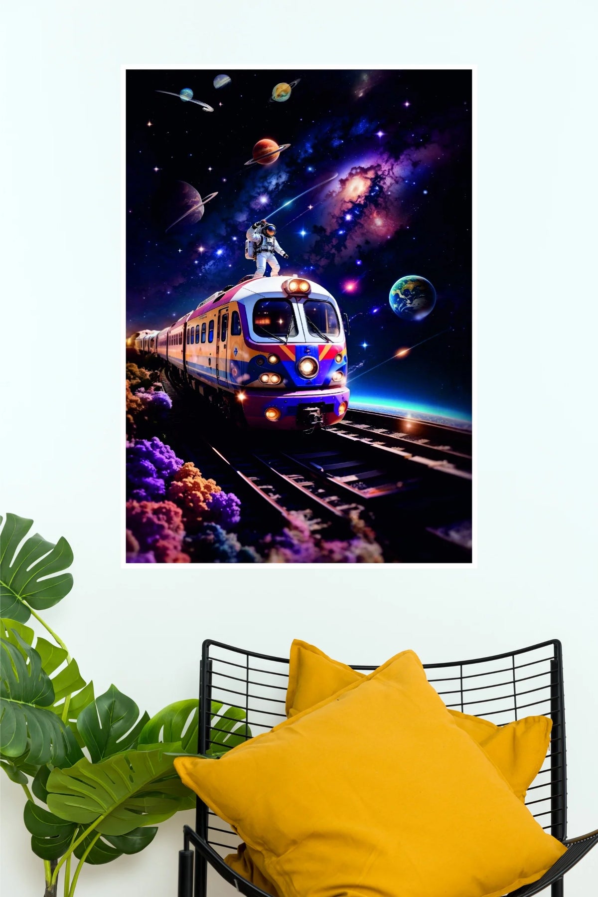 Astronaut Space Train Adventure Poster | Galaxy Fantasy Wall Art   (Art Posters)