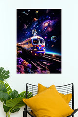 Astronaut Space Train Adventure Poster | Galaxy Fantasy Wall Art   (Art Posters)