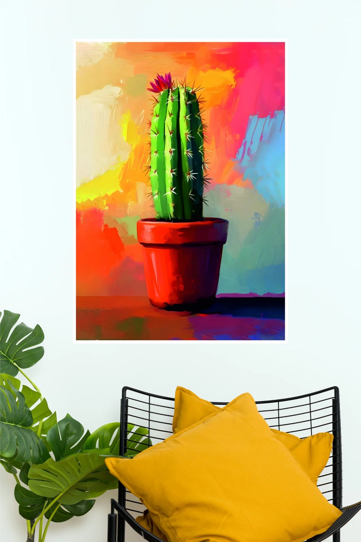 Blooming Resilience Cactus Poster | Colorful Botanical Art Wall Decor  (Art Posters)