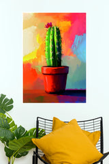 Blooming Resilience Cactus Poster | Colorful Botanical Art Wall Decor  (Art Posters)