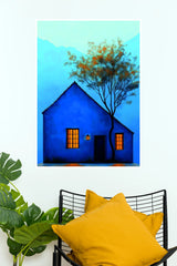 Blue Silence House Poster | Minimalist Blue Aesthetic Nature Wall Art  (Art Posters)