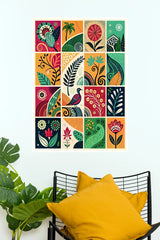 Colorful Botanical Pattern Grid Poster | Abstract Floral & Nature Wall Art  (Art Posters)