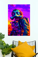 Chromatic Guardian Gas Mask Poster | Neon Cyberpunk Futuristic Wall Art (Art Posters)