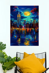 City of Shadows – A Vibrant Skyline Poster | Moonlit Cityscape Wall Art  (Art Posters)