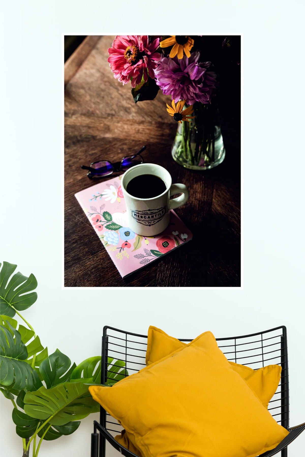 Coffee With Beautiful Flowers Poster | Aesthetic Coffee & Floral Wall Art (Art Posters)