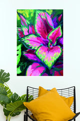 Color in Bloom Poster | Vibrant Neon Tropical Leaves Wall Art   (Art Posters)