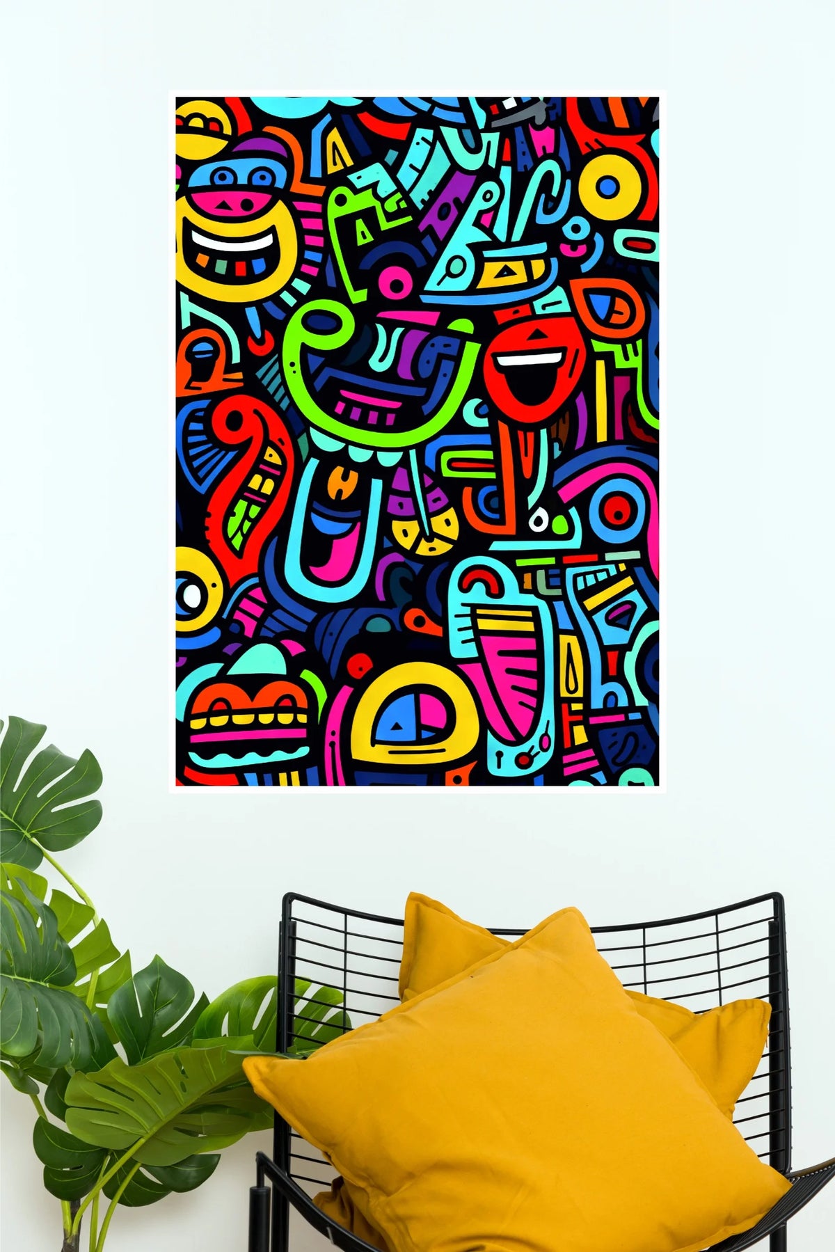 Colorful Abstract Pattern Poster | Vibrant Pop Art Doodle Wall Decor  (Art Posters)