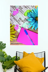 Colorful Bunny Illustrations and Flowers Poster | Cute Floral Aesthetic Wall Art   (Art Posters)