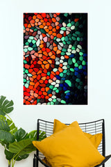Colorful Pebble Mosaic Art Poster | Abstract Stones & Rocks Wall Decor   (Art Posters)