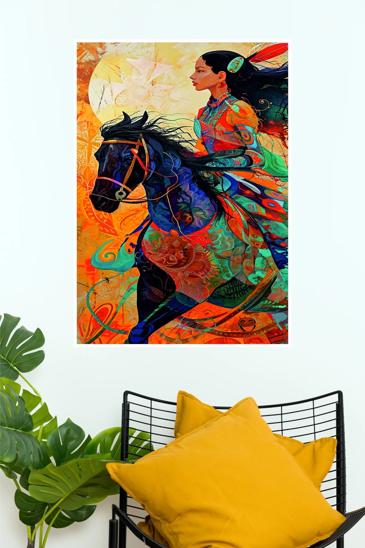 Colors of Freedom Horse Rider Poster | Colorful Woman & Horse Abstract Wall Art   (Art Posters)