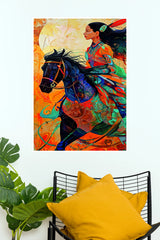 Colors of Freedom Horse Rider Poster | Colorful Woman & Horse Abstract Wall Art   (Art Posters)
