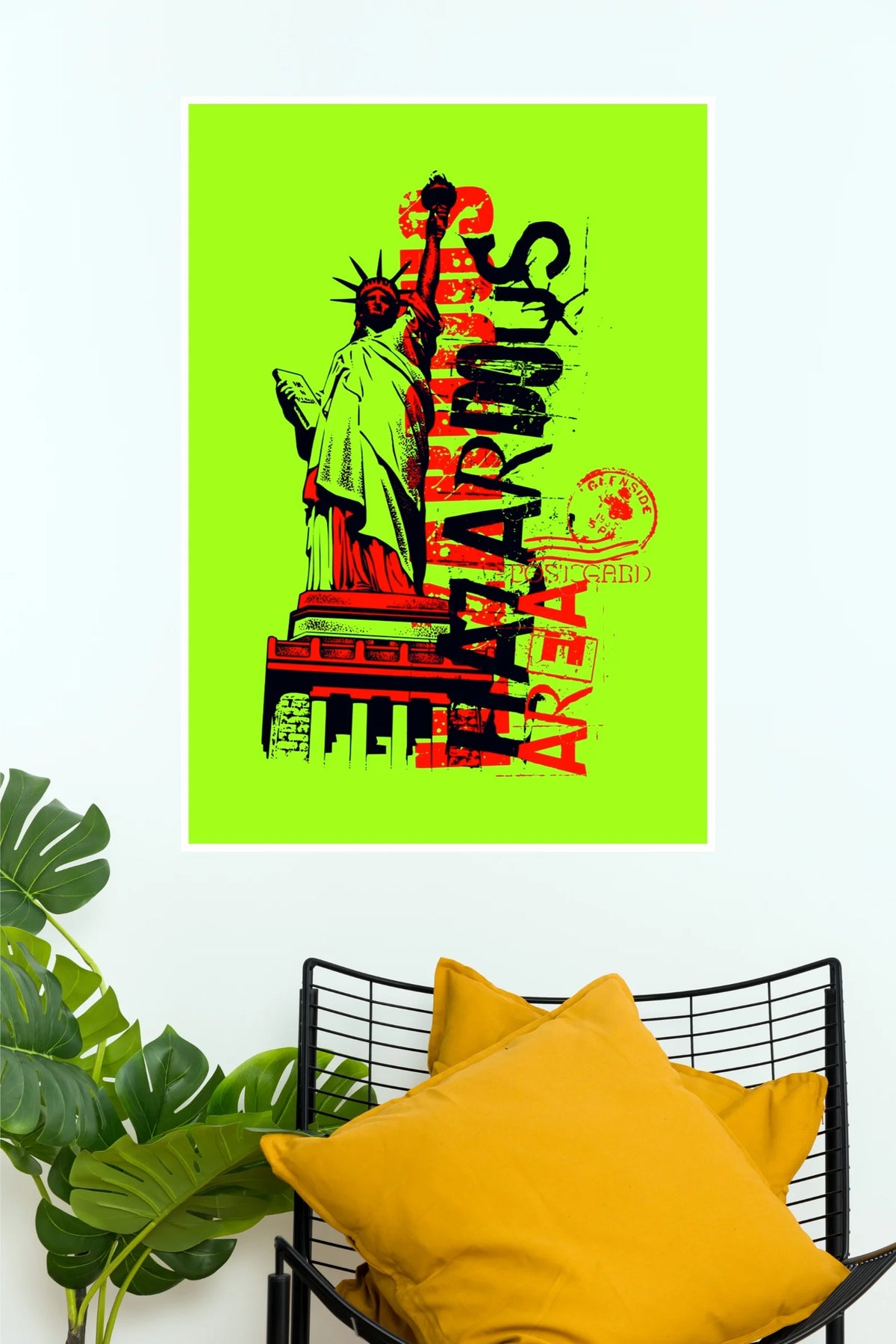 Freedom USA Statue of Liberty Poster | Neon Green American Pop Art Wall Decor  (Art Posters)