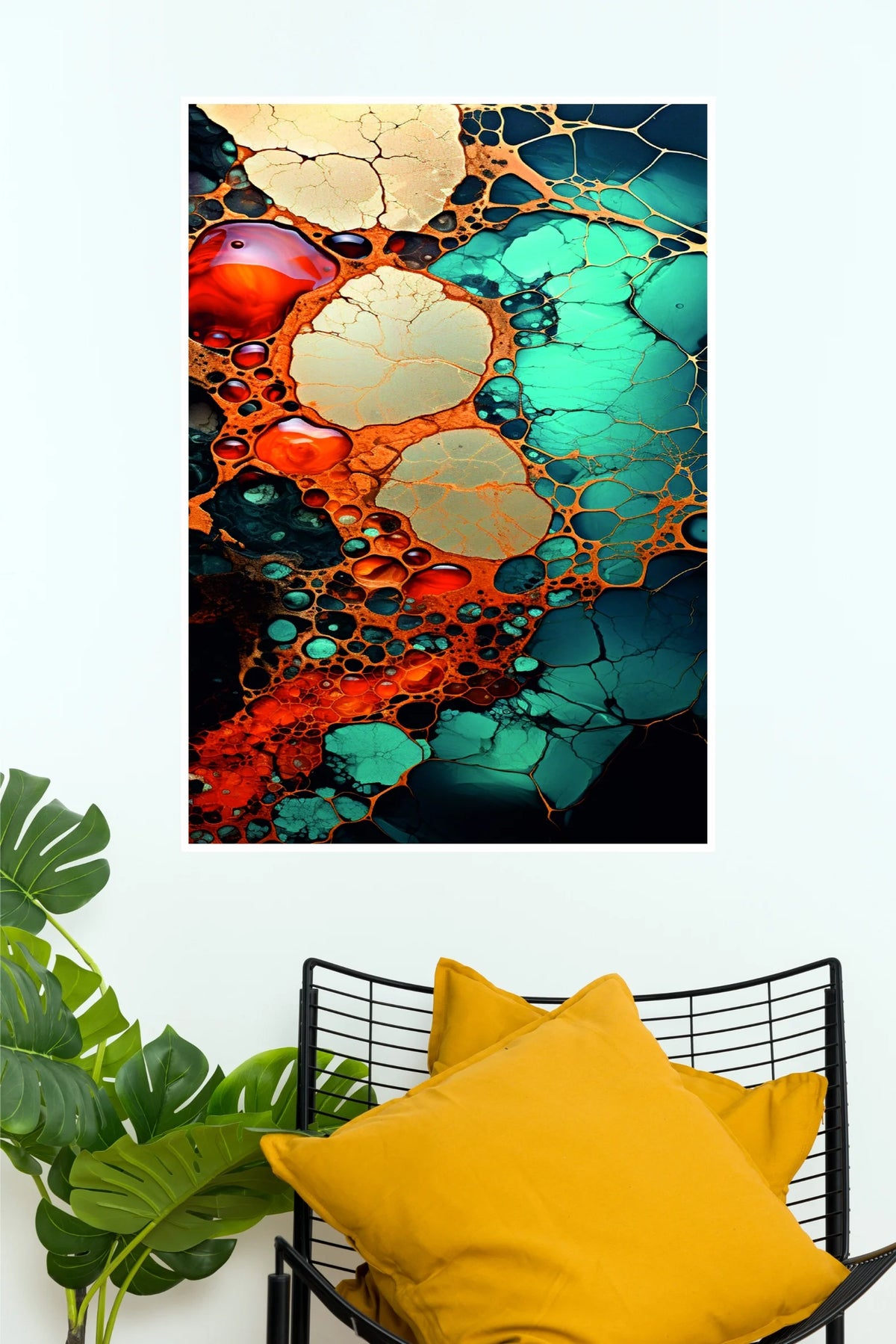Gold & Blue Abstract Fluid Art Poster | Luxury Marble & Generative Wall Art   (Art Posters)