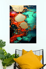 Gold & Blue Abstract Fluid Art Poster | Luxury Marble & Generative Wall Art   (Art Posters)
