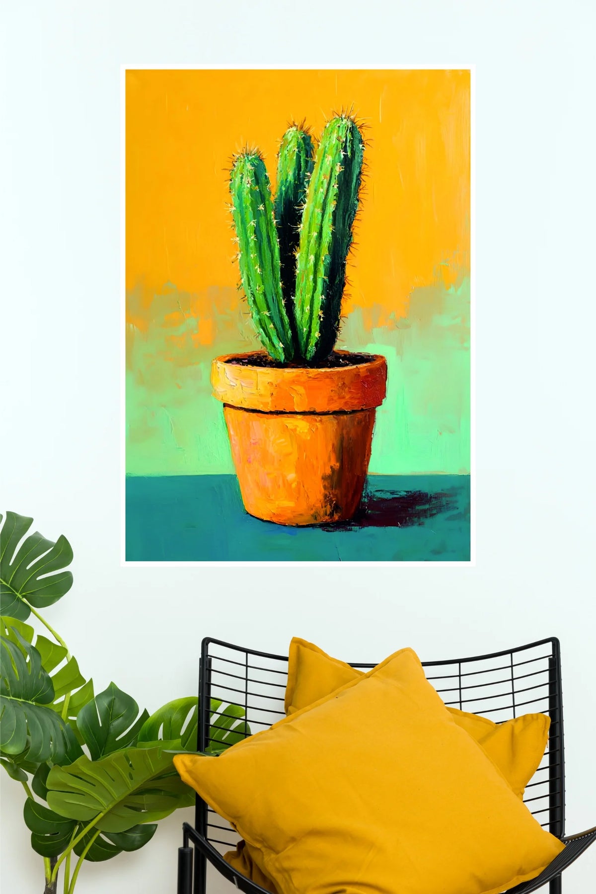 Golden Cactus Poster | Colorful Botanical Plant & Modern Wall Art  (Art Posters)