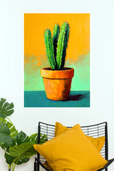 Golden Cactus Poster | Colorful Botanical Plant & Modern Wall Art  (Art Posters)