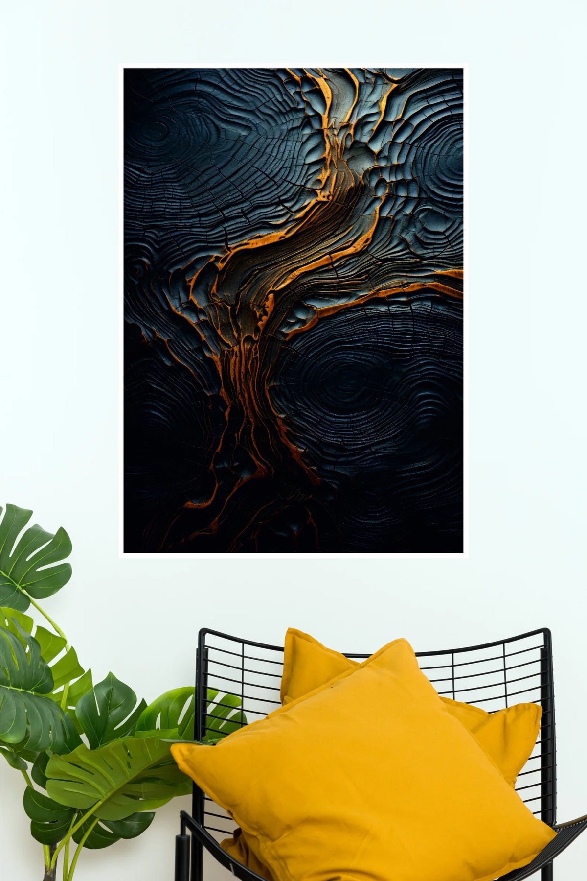 Heartwood Black & Gold Abstract Tree Art Poster | Luxury Nature Wall Decor  (Art Posters)