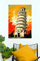 Leaning Tower of Pisa Poster | Colorful Italy Landmark Architectural Wall Art  (Art Posters)