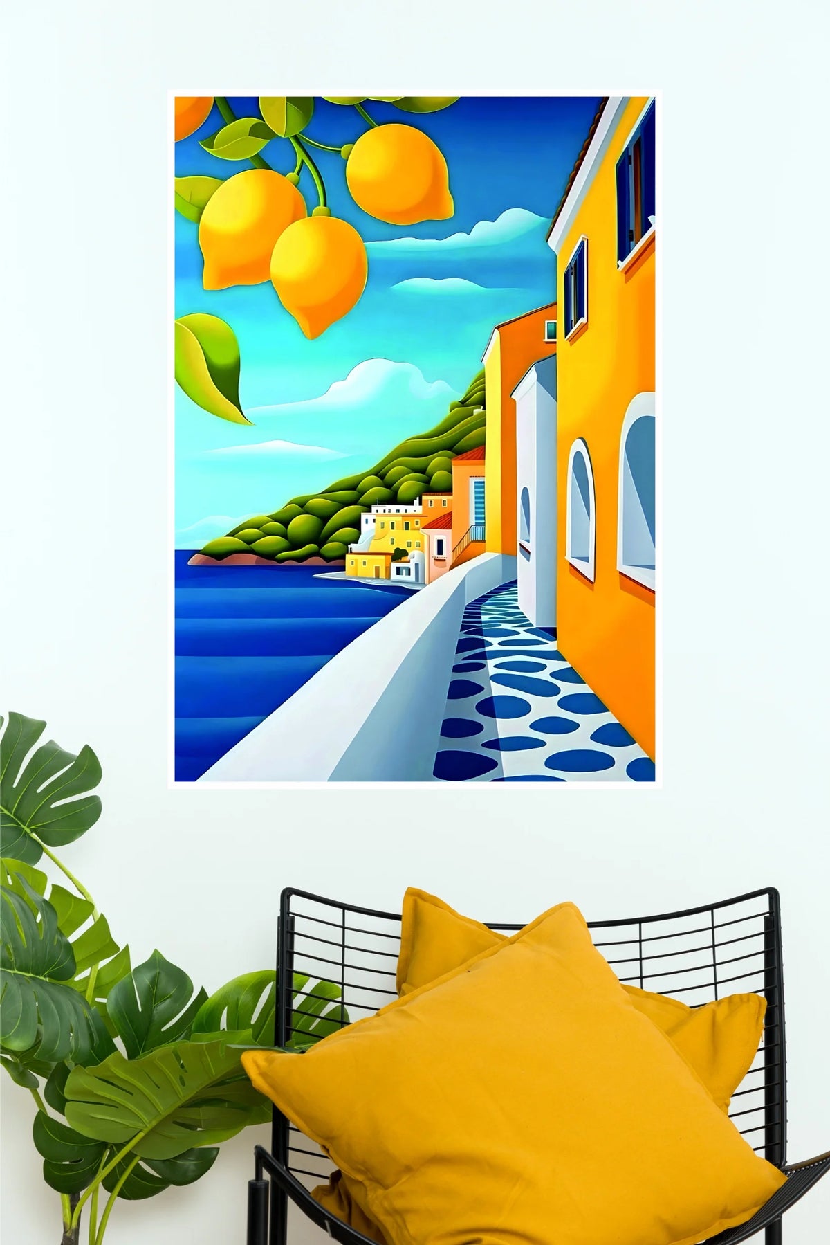 Lemon Coast Dreams Poster | Colorful Italian Coastal Landscape Wall Art  (Art Posters)