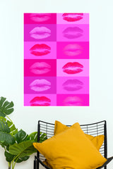 Pink Lips Pop Art Poster | Aesthetic Kiss Print Wall Art  (Art Posters)