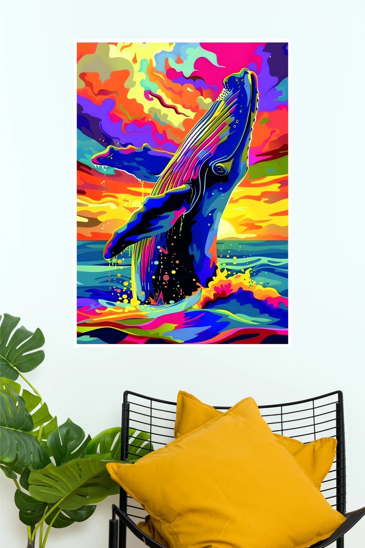 Majestic Whale Splash Poster | Colorful Ocean Wall Decor  (Art Posters)