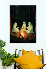 Midnight Haunt Ghost Campfire Poster | Spooky Forest Wall Decor  (Art Posters)