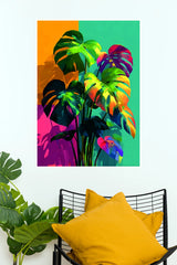 Vibrant Monstera Leaves Poster | Colorful Tropical Wall Decor  (Art Posters)