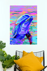Neon Dolphin Dream Poster | Colorful Ocean Aesthetic Wall Decor  (Art Posters)