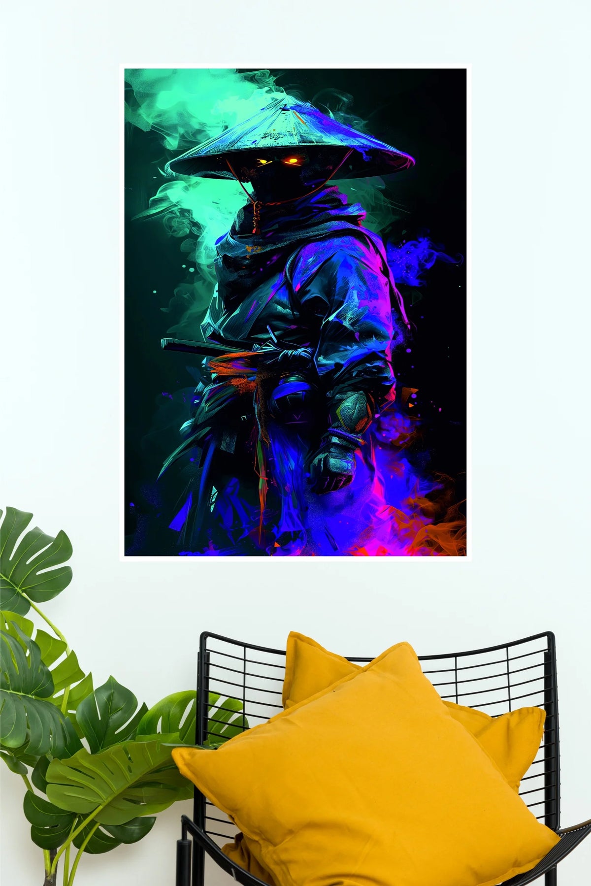 Neon Shadow Ninja Warrior Poster | Japanese Samurai Wall Art  (Art Posters)