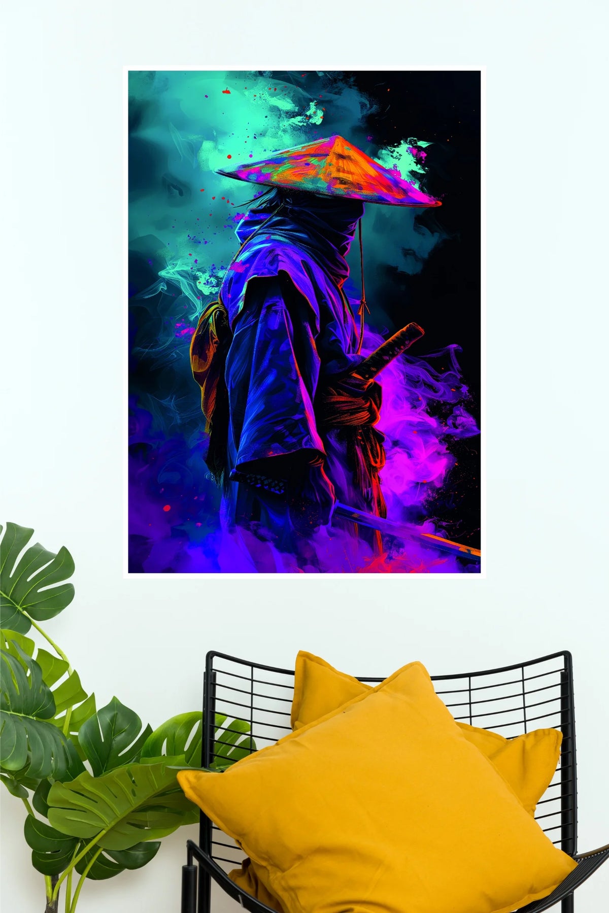 Neon Shadow Samurai Warrior Poster | Japanese Ninja Katana Wall Art  (Art Posters)