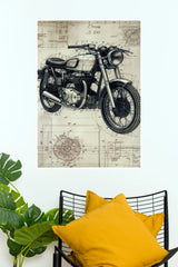 Vintage Classic Motorcycle Blueprint Poster | Retro Bike Engineering Wall Art (Art Posters)