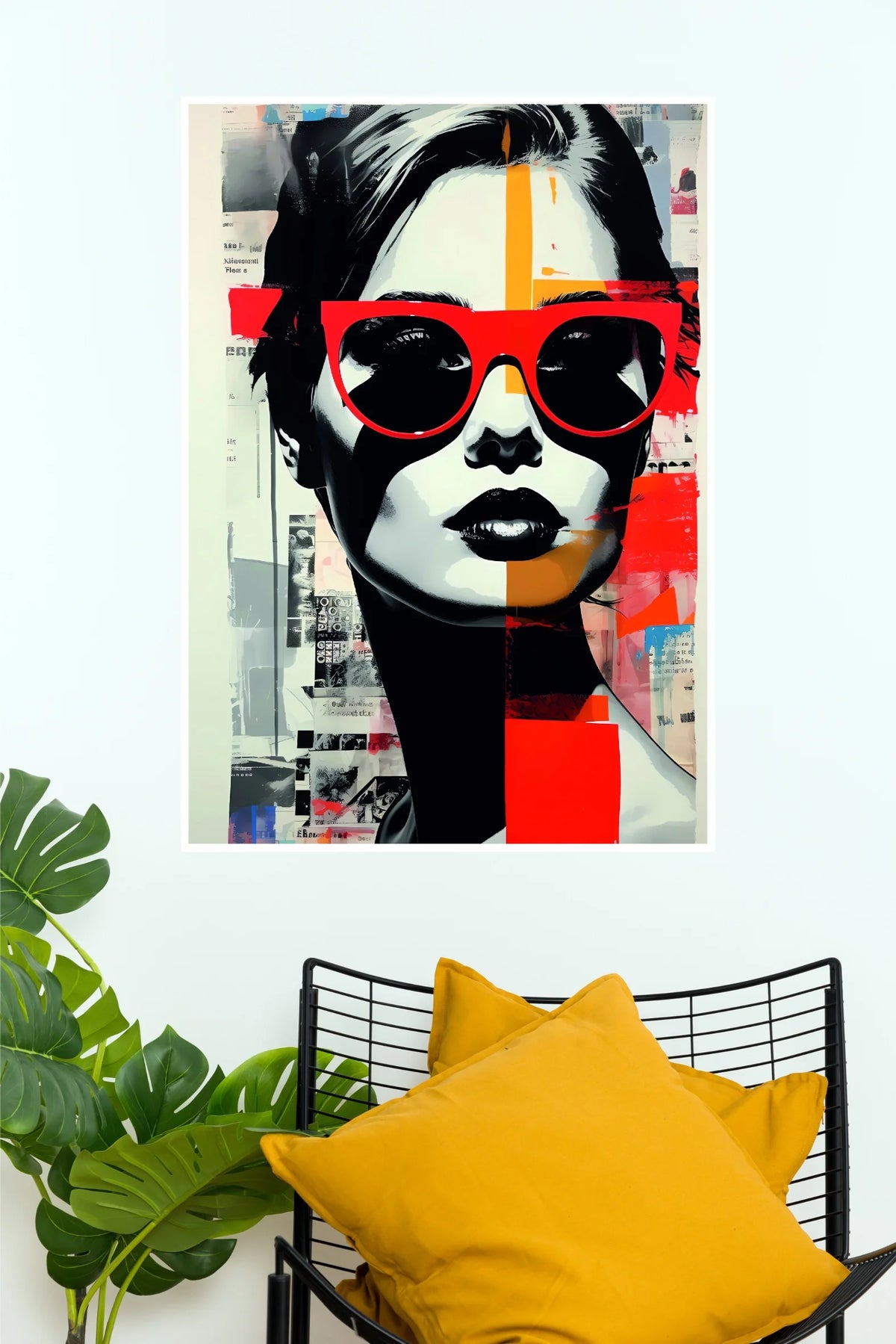 Red Sunglasses Woman Pop Art Poster | Modern Abstract Fashion Wall Decor  (Art Posters)