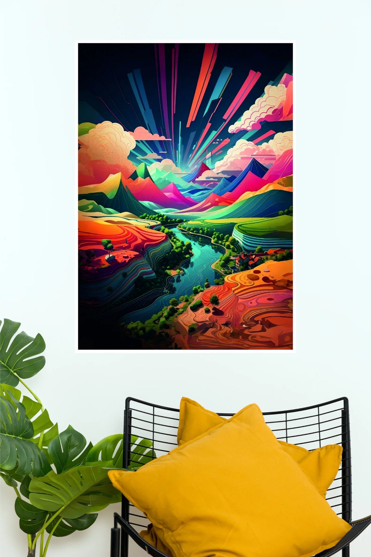 Rainbow Valley Colorful Mountain Landscape Poster | Abstract Nature Wall Art  (Art Posters)