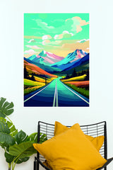 Scenic Mountain Road Trip Poster | Colorful Nature Landscape Wall Art  (Art Posters)