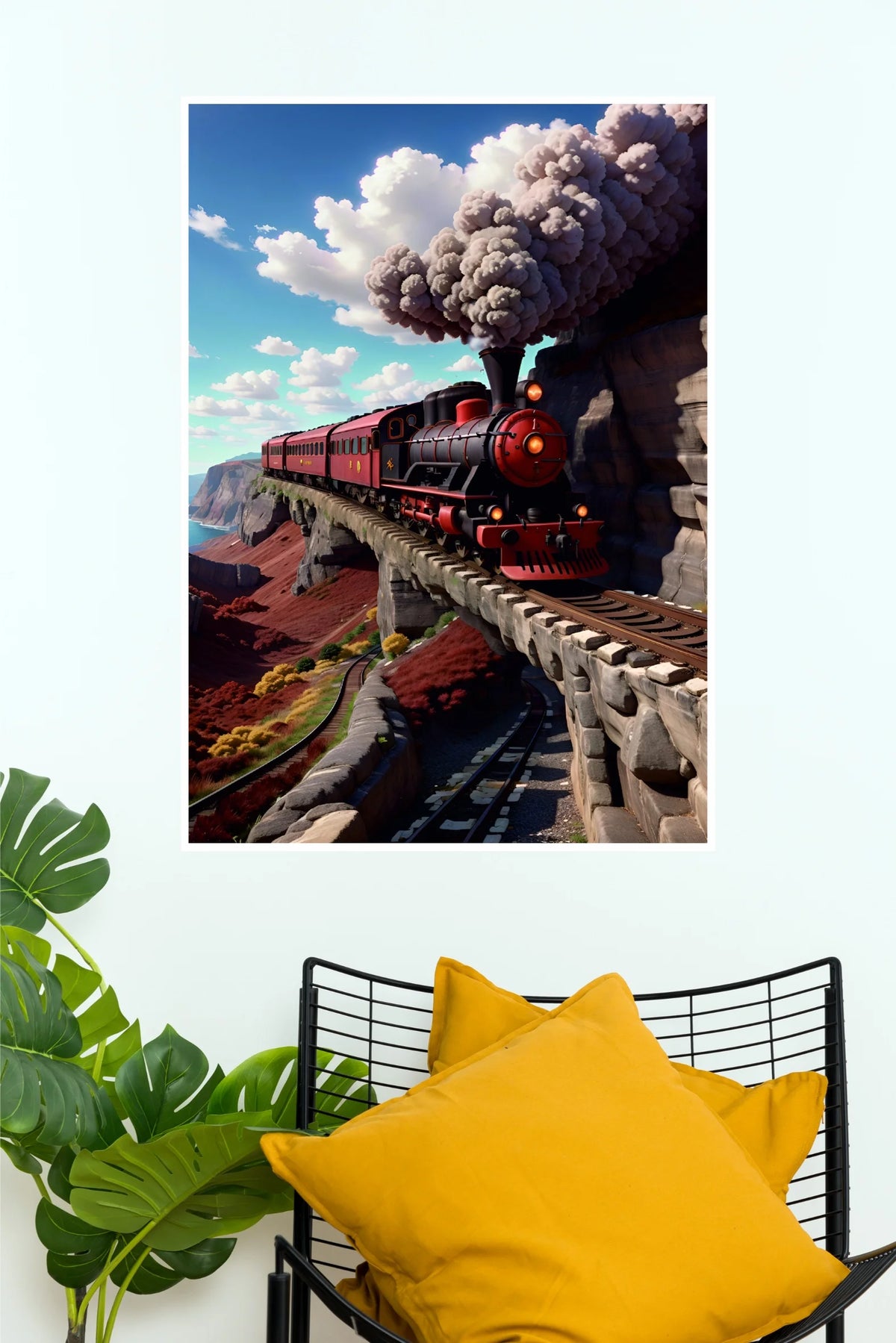 Vintage Steam Train Mountain Railway Poster | Scenic Adventure Wall Art  (Art Posters)