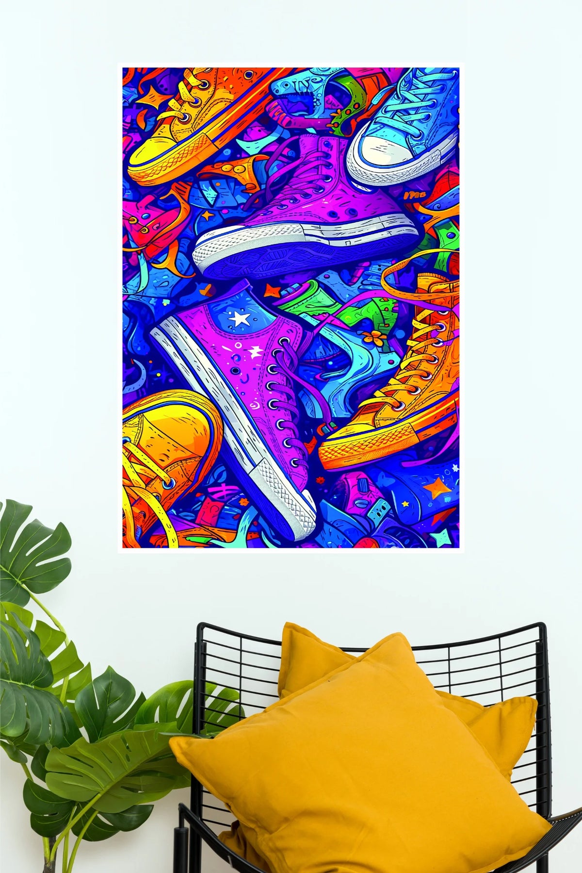 Colorful Sneakers Pop Art Poster | Vibrant Streetwear Shoes Wall Art  (Art Posters)