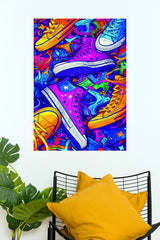 Colorful Sneakers Pop Art Poster | Vibrant Streetwear Shoes Wall Art  (Art Posters)