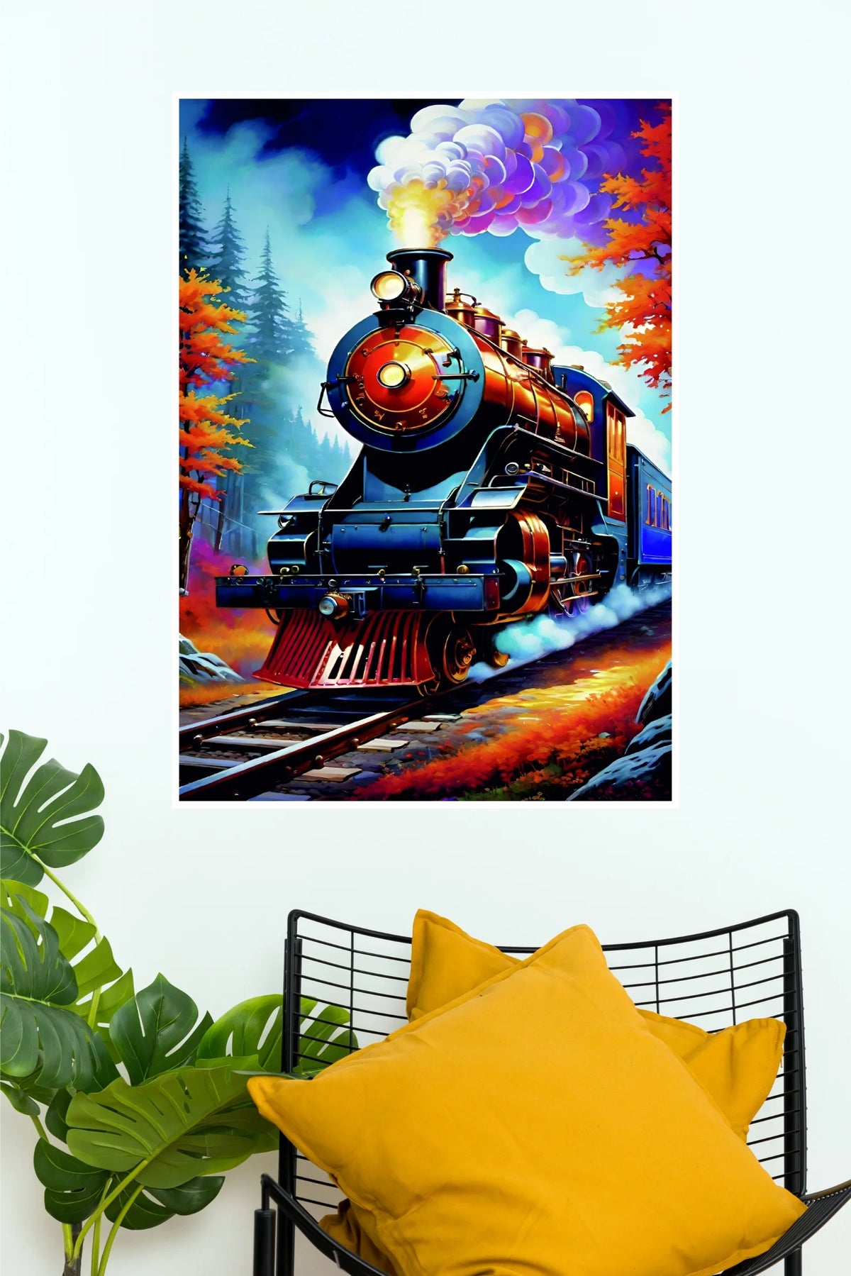 Vintage Steam Locomotive Poster | Colorful Railway Train Wall Art  (Art Posters)