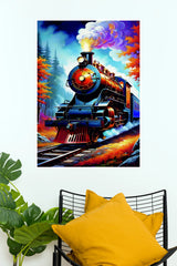 Vintage Steam Locomotive Poster | Colorful Railway Train Wall Art  (Art Posters)