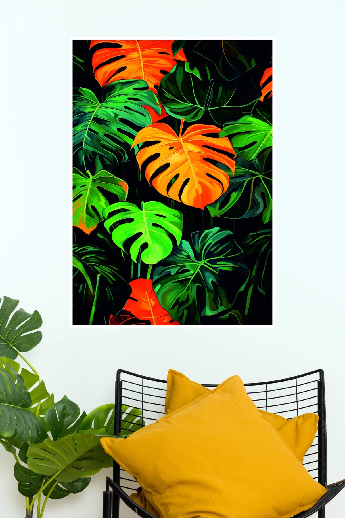 Swiss Cheese Plant Poster | Colorful Tropical Monstera Leaves Wall Decor  (Art Posters)
