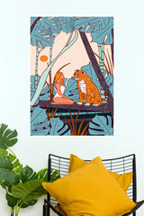 The Girl and the Leopard by Stephen Wade Poster | Tropical Jungle Aesthetic Wall Art  (Art Posters)