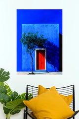 The Red Door Poster | Vibrant Blue Architecture Minimalist Wall Art  (Art Posters)