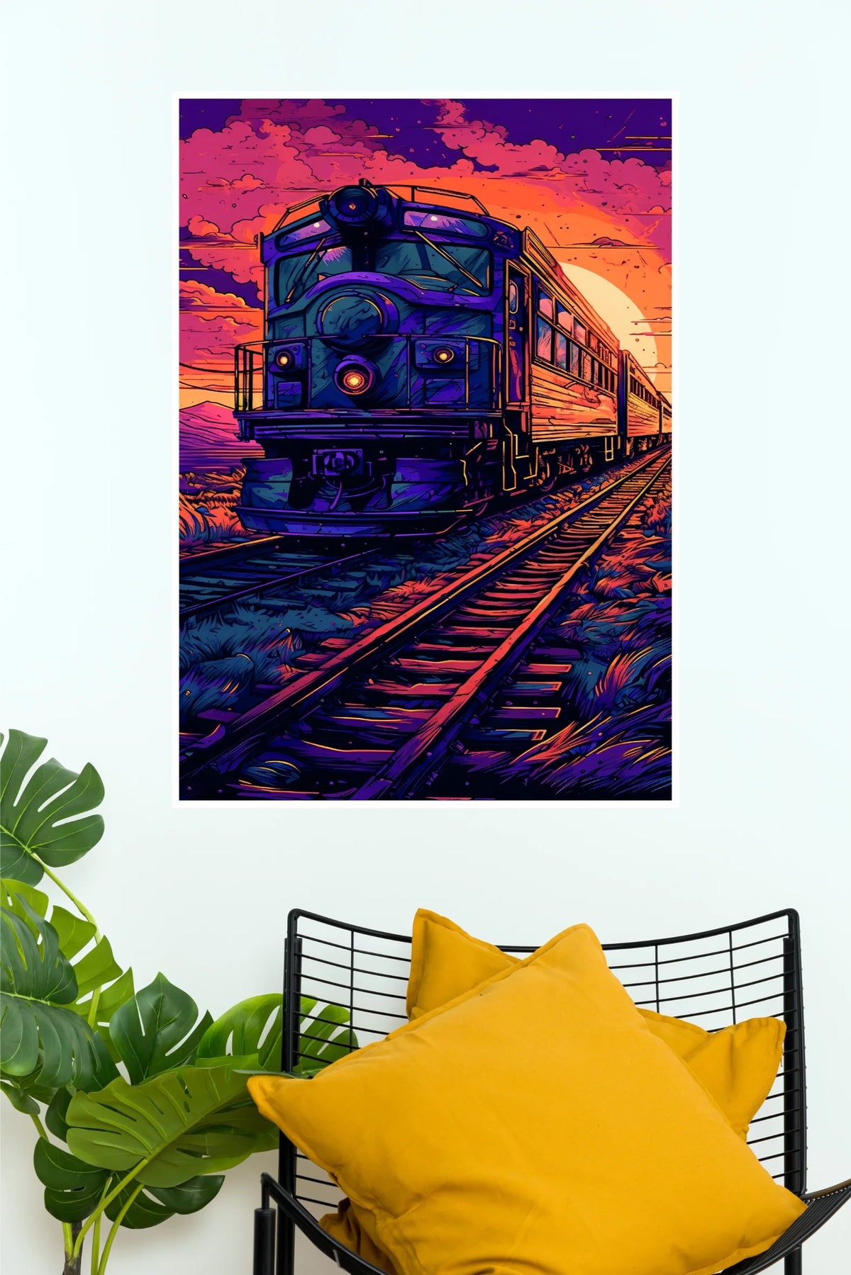 Train of Echoes Poster | Retro Sunset Train Aesthetic Wall Art  (Art Posters)