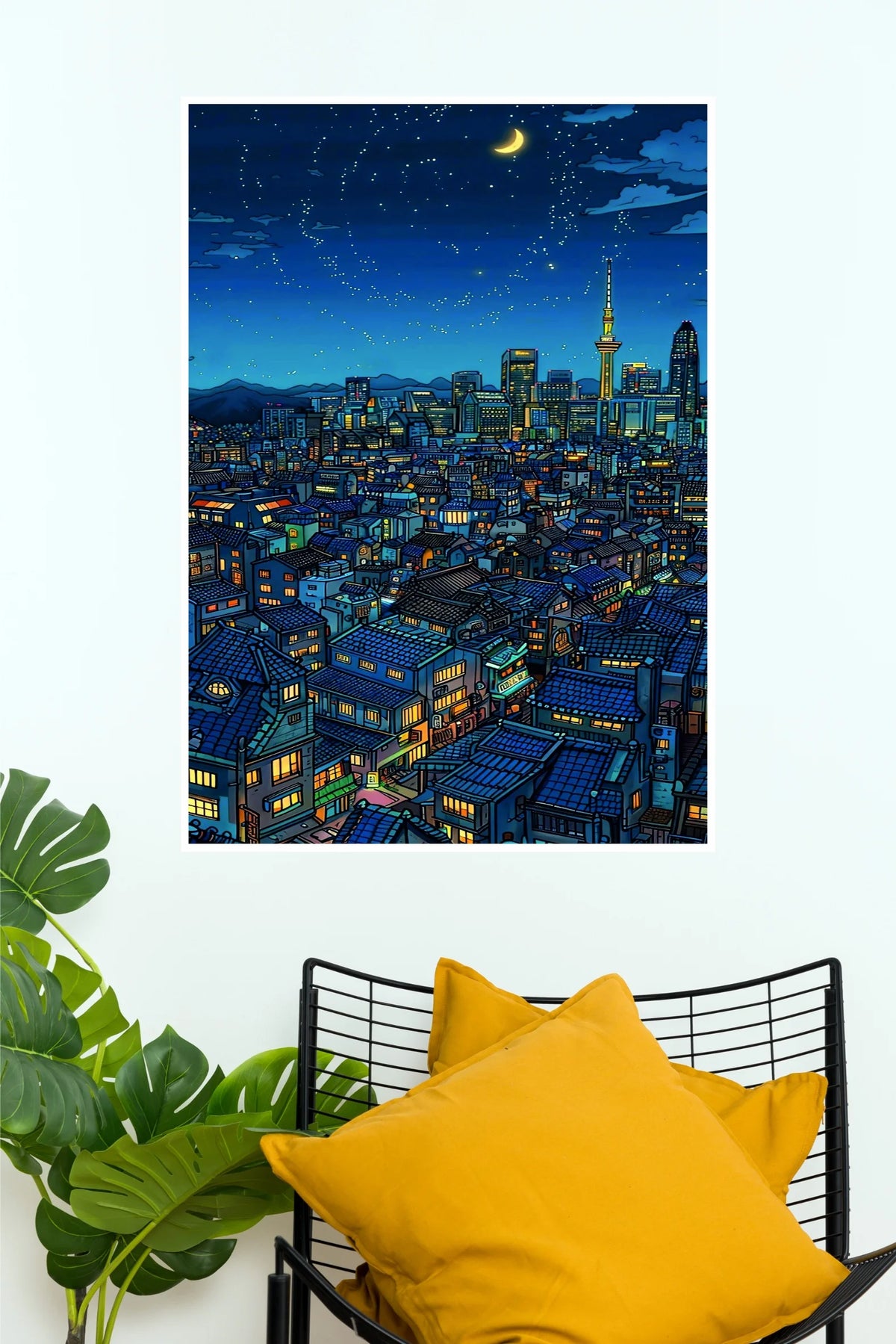 Starry Night Tokyo City Poster | Moonlit Japanese Cityscape Wall Art  (Art Posters)