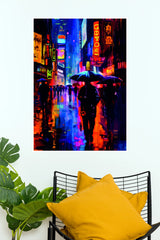 Neon Rain Tokyo Street Poster | Cyberpunk Japanese City Night Wall Art  (Art Posters)