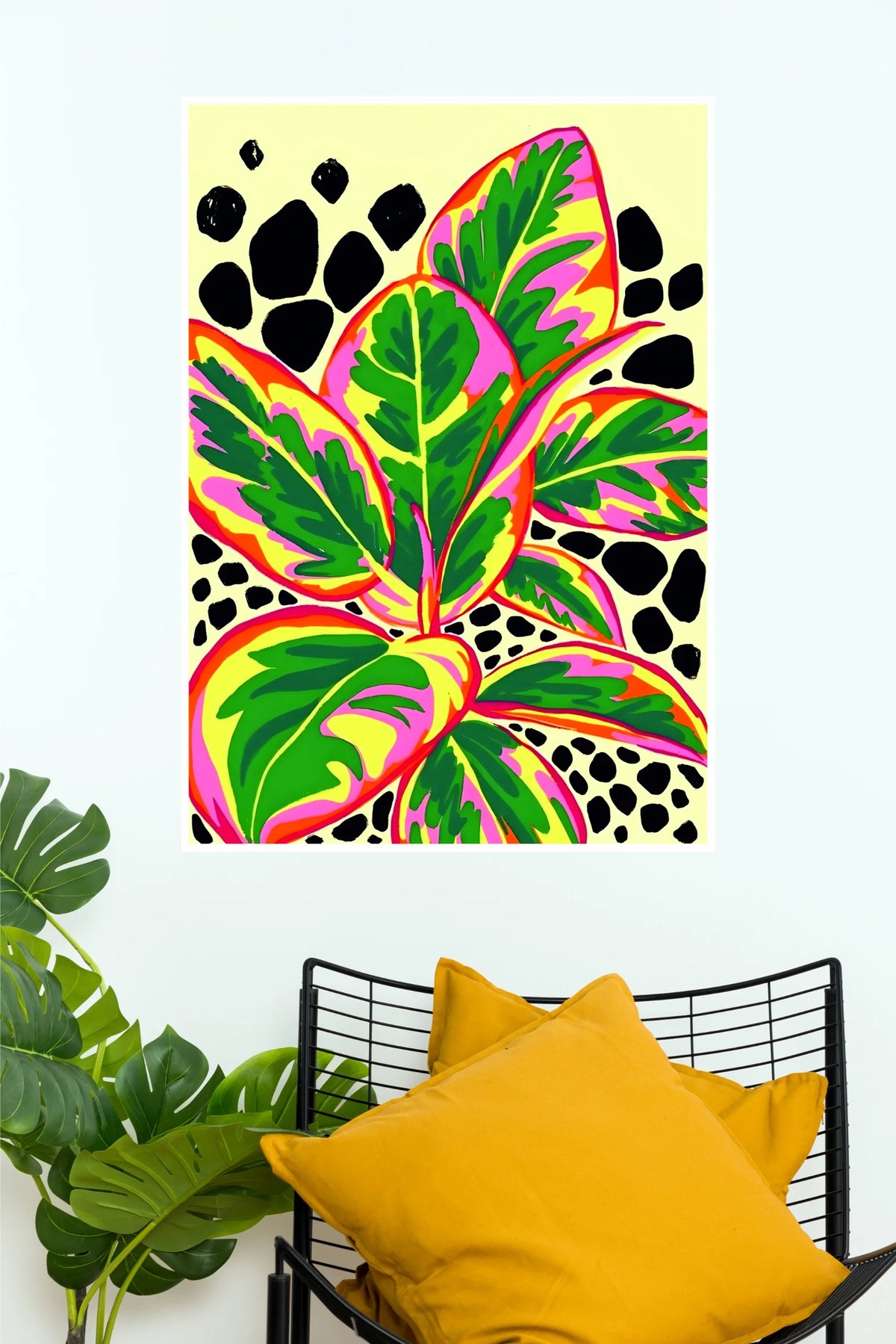 Vibrant Jungle Leaves Poster | Colourful Tropical Botanical Art Wall Poster  (Art Posters)