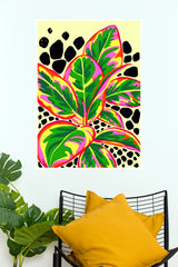 Vibrant Jungle Leaves Poster | Colourful Tropical Botanical Art Wall Poster  (Art Posters)