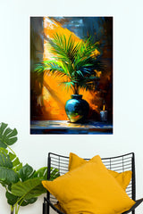 Whispers of Light Poster | Tropical Palm Plant & Golden Sunlight Aesthetic Wall Art Poster  (Art Posters)