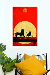 The Lion King Sunset Silhouette Poster | Simba Timon & Pumbaa Movie Wall Art  (Animated Movie Posters)